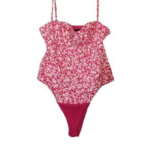Zara Womens Size Medium Pink Floral Corset‎ Body Suit NWT